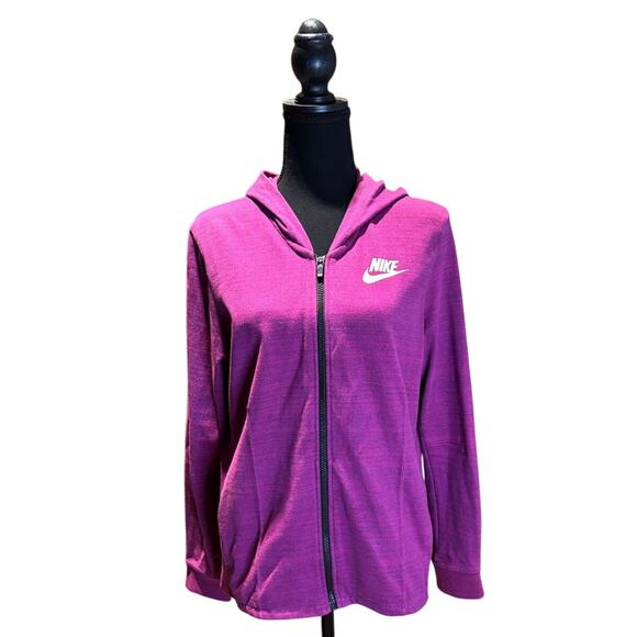 Nike Zip-Front, LS Hoodie Sweatshirt, Magenta, Size M - Picture 1 of 4
